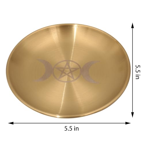 Offering Bowl Prayer Ritual Plate Great for Altar use, Ritual use, Incense Burner, smudging Bowl, Decoration Bowl, offering Bowl (Triple Moon) - style: Triple Moon