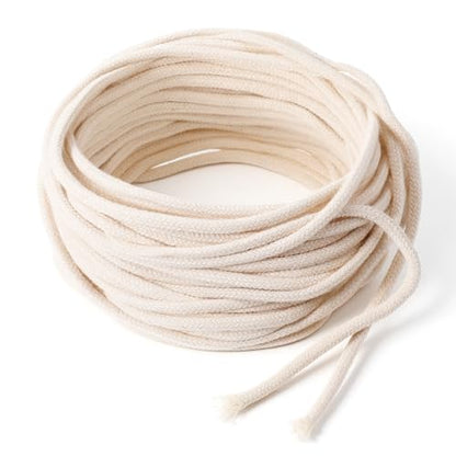 32.8 Ft Oil Lamp Wicks, 1/8 Inch Round Cotton Wicks for Oil Lamps Braided Candle Replacement Wick for Alcohol Kerosene Lamp DIY Handmade Candle Making Supplies
