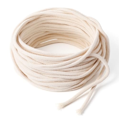 32.8 Ft Oil Lamp Wicks, 1/8 Inch Round Cotton Wicks for Oil Lamps Braided Candle Replacement Wick for Alcohol Kerosene Lamp DIY Handmade Candle Making Supplies