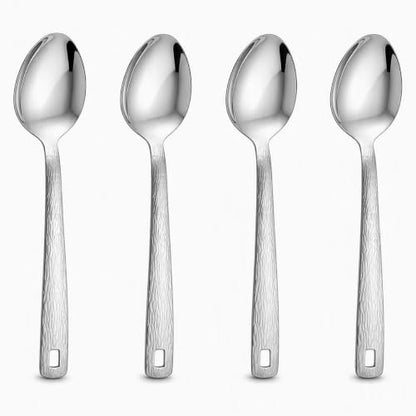 4 Pack Stainless Steel Serving Spoons, 12 Inch Large Buffet Serving Utensils, Heavy Duty 18/8 Metal Spoons with Textured Handle, Dishwasher Safe for Catering, Party, Kitchen