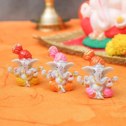 Desi Favors Small Ganesha Idol | Small Statue Hindu Lord Ganesha Figurine for Car Dashboard, Temple & Home Decor Diwali Gifts | Indian God Figurine Mandir Pooja Wedding Gift, 2.3x1.9 Inch (Pack of 4) - style: Small Ganesha Idol