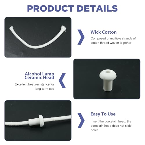 10 PCS Oil Lamp Wicks - Round Cotton Oil Candle Wicks with Glass Tube Holder, Replacement Wick for Oil Lamps, Emergency Lighting and Laboratory Use