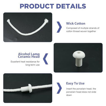 10 PCS Oil Lamp Wicks - Round Cotton Oil Candle Wicks with Glass Tube Holder, Replacement Wick for Oil Lamps, Emergency Lighting and Laboratory Use