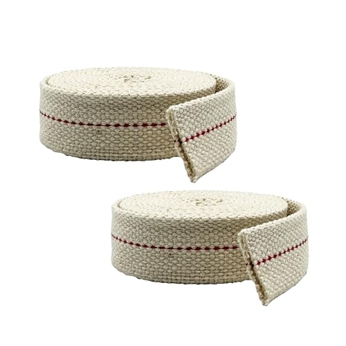 Light of Mine - 1" Inch 6' Foot, 100% Cotton Flat Wick - 2 Pack, for Paraffin Oil, Kerosene Based Lanterns, and Oil Lamps with Genuine Red Stitch (1" - 6' Roll, 2 Pack) - size: 1" 6 foot - 2 Pack