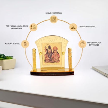 Shiv Parivar Golden Foil (Plated) for Car Dashboard Showpiece Home Décor