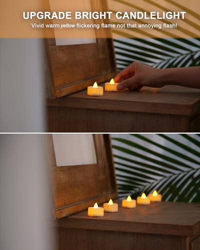 BEICHI Flameless Candles, 24Pack Battery Operated Candle, LED Tea Lights Candles Battery Operated, Flickering Fake Votives for Wedding Halloween Christmas Diwali- Warm Yellow - color: Warm Yellow Light, White Shell, size: 24-Pack