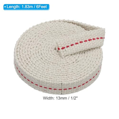 PATIKIL 1/2" Wide 6 Feet 100% Cotton Flat Wick, Oil Lamp Wicks with Red Stitch for Kerosene Lamp Lantern Oil Burner - color: Red, size: 1/2" x 6 Feet
