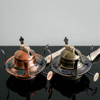 Oil Lamp Burner #2 Size Bronzy Plated Burner for Antique Lamps Oil Lamp Replacement Kerosene Lamps Parts with Reduction Collar and Cotton Lamp Wick Fits Holds a 3 Inch Base Chimney - color: Pink Bronze/1 Pk