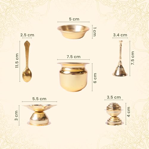 The Fine Living Co. Exquisite Gold Finish Pooja Thali 8.5 Inch, Set of 1 - style: Pooja Thali