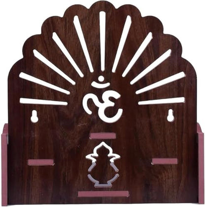 Small Wooden Temple for Home & Office, Light Weight Puja Mandir, Perfect for Smaller Spaces, Size- 28x28x26 CM.