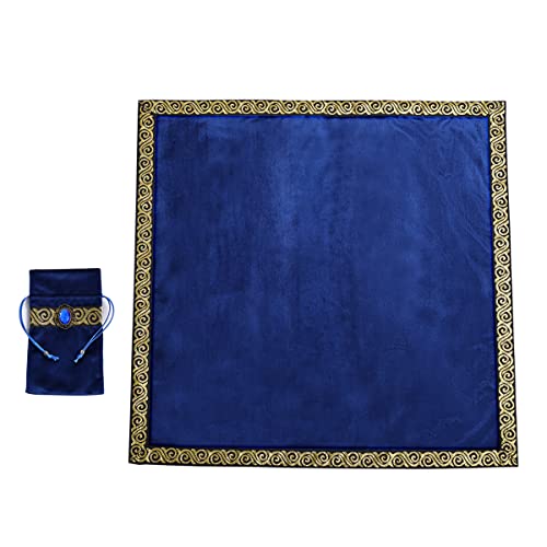 BLESSUME Wicca Square Altar Tarot Table Cloth for Reading with Card Pouch 24.4 * 24.4 inch (Blue 2) - color: Blue 2