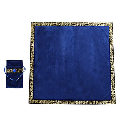 BLESSUME Wicca Square Altar Tarot Table Cloth for Reading with Card Pouch 24.4 * 24.4 inch (Blue 2) - color: Blue 2