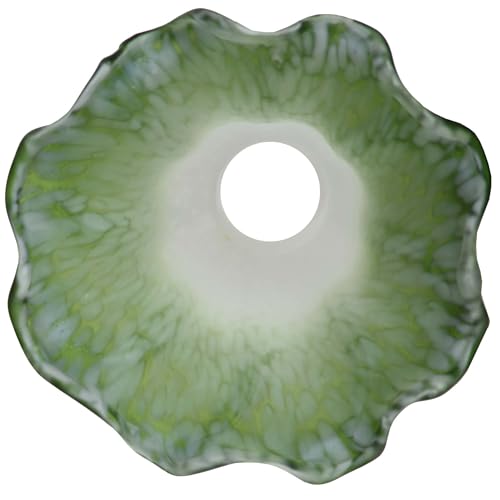 Bieye LS05S Lily Flower Blown Glass Lampshade (White Green, Opening I.D. 0.87" x O.D. 1") - color: White Green, size: Small I.D. 0.87" x O.D. 1"