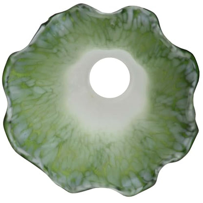 Bieye LS05S Lily Flower Blown Glass Lampshade (White Green, Opening I.D. 0.87" x O.D. 1") - color: White Green, size: Small I.D. 0.87" x O.D. 1"