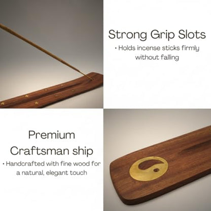 Bless-International Traditional-Handmade-Burner Wooden-Incense-Stick-Holder Ash-Catcher-Stand for-Aromatherapy-Meditation-Yoga (Incense Holder 10 inch(1 pcs)) - color: Wooden Strip 10 Inch, size: One Holder