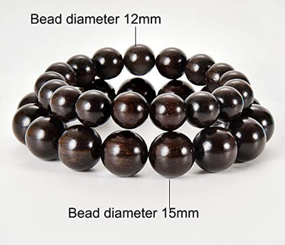 Prayer Bead bracelet Mala Beaded Bracelets for Men Women 12/15MM … - color: 12mm 17 beads ebony