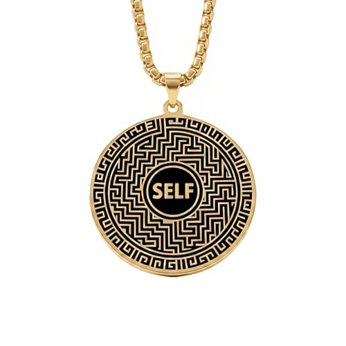 1" Stainless Steel Necklace Charms | Third Eye Vision | Peace Symbol | Finding Your Self | Yin & Yang | Moon Cat | Turtle Power | Flower of Life | | OM | Mystical Spiritual Protection, for Men & Women - style: Finding Your Self Gold