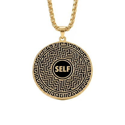 1" Stainless Steel Necklace Charms | Third Eye Vision | Peace Symbol | Finding Your Self | Yin & Yang | Moon Cat | Turtle Power | Flower of Life | | OM | Mystical Spiritual Protection, for Men & Women - style: Finding Your Self Gold