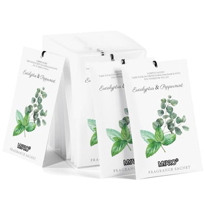 MYARO 12 Pack Eucalyptus Mint Scented Sachets, Closet Deodorizer Freshener - color: Eucalyptus Mint, size: 12 Packs