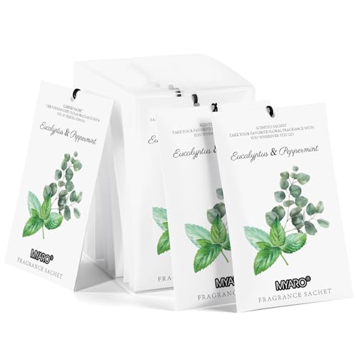 MYARO 12 Pack Eucalyptus Mint Scented Sachets, Closet Deodorizer Freshener - color: Eucalyptus Mint, size: 12 Packs