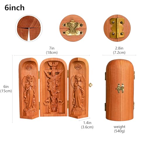 Wooden Jesus Statue Catholic Portable Triptych Altar-6 Inch - color: B-6 Inch