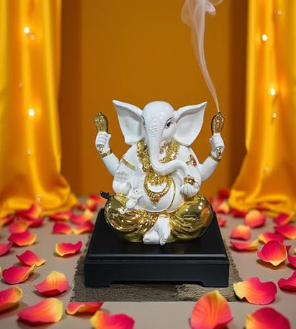 9.5 Inch White Polyresin Lord Ganesha Vinayaka Vignesha Idol for Home Decor Statue Figurine Murti Showpiece K4779 - size: Model 6 - 9.5 Inch White
