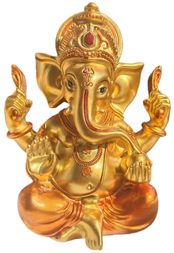 Indian God Lord Ganesha Statue,Hindu Elephant Statue Ganpati Idol Buddha Sculptures,Hindu Gift,Home Temple Mandir Meditation Yoga Room Decor 7.87"(Color) - color: Iridescent Gold, size: 7.87"