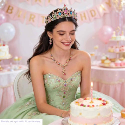 Kamirola Tiaras and Crowns for Women,Tiaras Earrings Necklace, Crystal Bridal Jewelry Set, Costume Party Halloween Prom Pageant Jewelry for Women(TR45) - color: Gold Mix Color