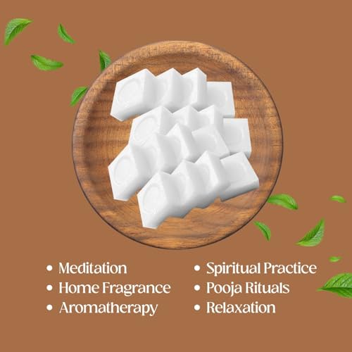 Natural Camphor Blocks | Pure Camphor Tablets for Puja, Aromatherapy & Meditation | Kapoor for Pooja, Alcanfor en Bloques, Alcanfor en Bolitas – 80g (16 Tablets)