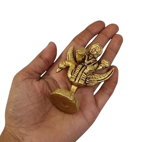 Brass Brahmani Maa Idol, 3 Inch, 100g, Handcrafted Brahmani Devi Murti for Home Temple, Pooja Room & Altar Decor