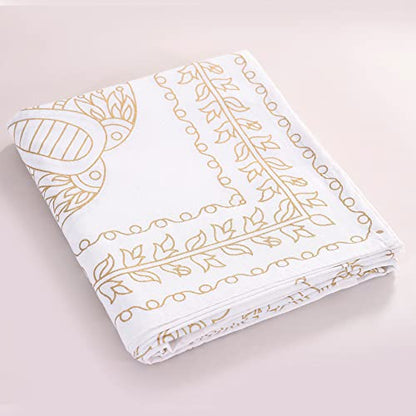 Popular Handicrafts Indian Hippie Mandala Bohemian Beautiful Sketch Window Drapery Curtain Bedroom Living Room Balcony Valance Panels White Gold