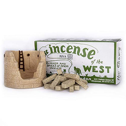 Incienso de Santa Fe - Kiva Natural Wood Incense Burner, Includes 20 Piñon Incense Bricks - Made in the USA - style: Kiva