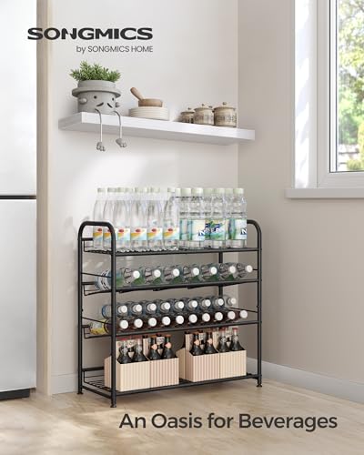 SONGMICS 4-Tier Stackable Metal Shoe Rack, Holds Up to 16 Pairs of Shoes - color: Black, size: 4 Tiers (27"W)