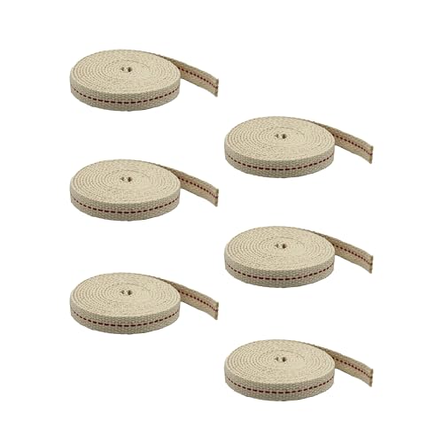 Light of Mine - 3/8" Inch 6' Foot, 100% Cotton Flat Wick - 6 Pack, for Paraffin Oil, Kerosene Based Lanterns, and Oil Lamps with Genuine Red Stitch (3/8" - 6' Roll, 6 Pack) - size: 3/8" 6 foot - 6 Pack