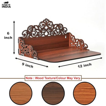 Wooden Pooja Mandir for Home Wall | Small Temple for Office & Room | Indian Wooden Temple for Table or Shelf | Compact DIY Mandir | 12x9x6 Inch | Classic Design
