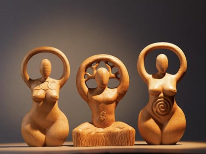 Horned God & Spiral Goddess Statue - Triple Goddess Figurine, Hecate, Cernunnos, Pan, Gaelic, Wicca Pagan Witchcraft Altar Decor, Unique Home Art (Horned God)