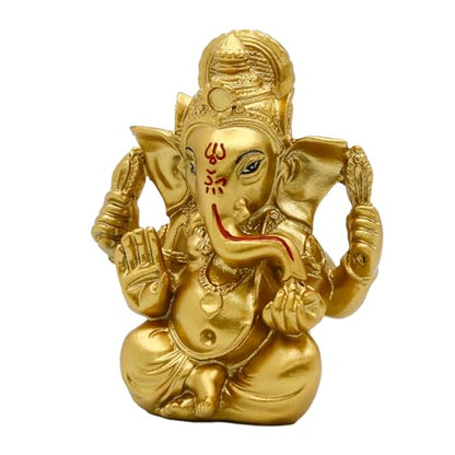 alikiki Indian God Lord Ganesh Statue - Hindu God Golden Ganesha Idol Figurines for Car Dashboard Decor Hindu Gift Indian India Home Temple Mandir Pooja Item Diwali Gifts Room Altar Decor