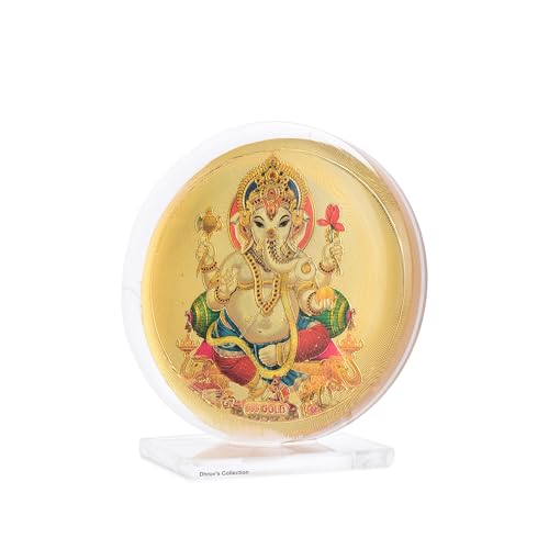 DHRUVS COLLECTION Gold Plated Ganesh ji, Ganpati Idol 3D Acrylic Photo Frame Stand for Home Decor, Car Dashboard, Office Table, Pooja, Temple, Workplace, Housewarming Gift (8 x 5.5 Centimeters) - color: Ganesh Ji