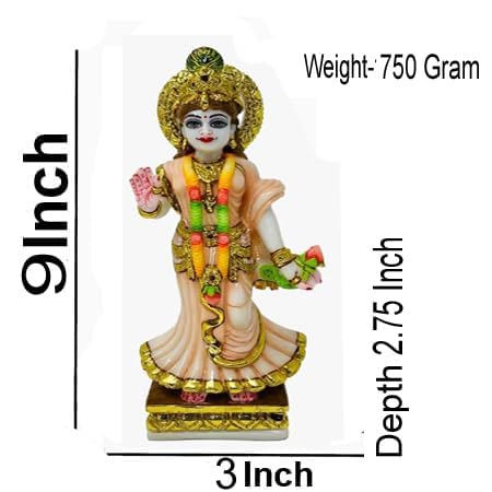 GLOOKS 9-Inch Radha Krishna Marble Dust Idol - Handcrafted Radhey Shyam Statue