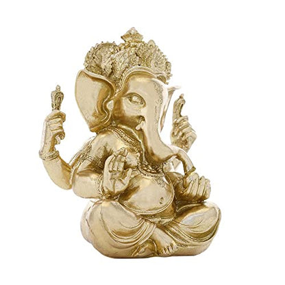GLOOKS Brass Ganesha Statue/Ganesha Idol 8 Inch for Home Temple