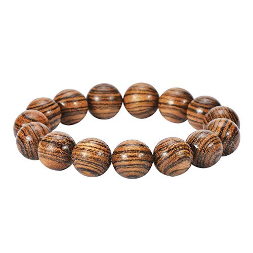 Prayer Bead bracelet Mala Beaded Bracelets for Men Women 12/15MM … - color: 15mm 15 beads Tiger skin