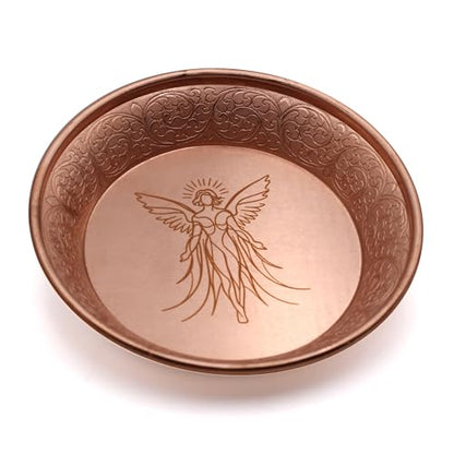 Copper Offering Prayer Ritual Bowl Plate - Great for use Witches Meditation,Smudging, Incense,Candle Dish, Ash Catcher,Jewelry Dish (New Metatron) - style: New Metatron)