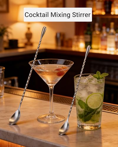 Bar Spoon Set 10 Inch Stainless Steel Cocktail Mixing Spoon 2Pack