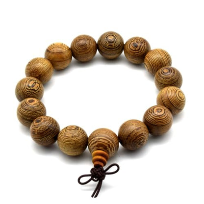 Zen Dear Unisex Natural Wenge Wood Mala Prayer Beads Necklace Bracelet Beads Meditation Buddhist Japa Rosary Mala Bead Yoga - style: 15mm 15 beads