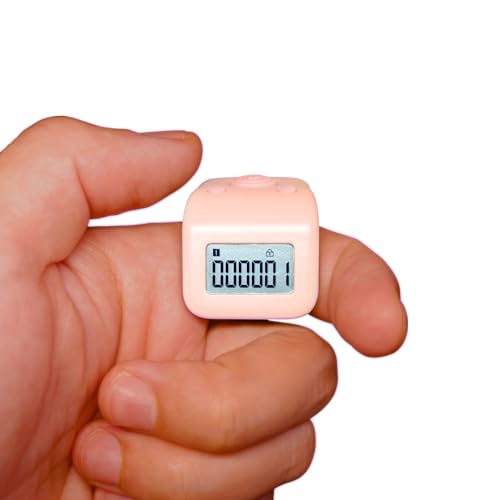 Rechargeable Silent Finger Counter 6 Channels Digital Tasbih Tally Clicker with LED for Prayer Knitting Sports Gift - color: Pink X