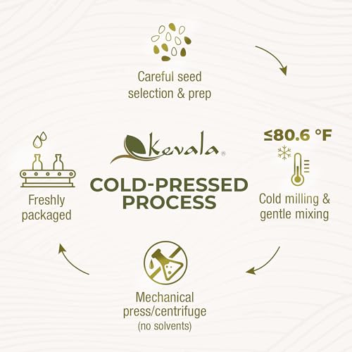 Kevala Organic Extra Virgin Sesame Oil – Cold Pressed, Unrefined & Non-GMO Cooking Oil for Salad, Frying, Baking, and Skin or Hair Use – Gluten Free & Kosher Certified – 128 Oz