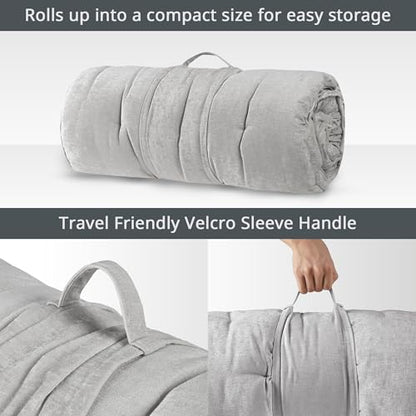 Intelligent Design Foldable Lightweight Lounge Floor Pillow 27" x 74" Grey - color: Gray