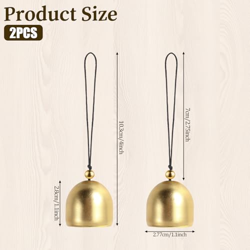 2 PCS Small Hanging Bell, Decoration Hanging Bells for Door Brass Small Hangings Wind Chimes Decorative Camping Tent Bells Chimes Fengshui Bell Wind Chime for Outside Good Luck Wealth and Safe