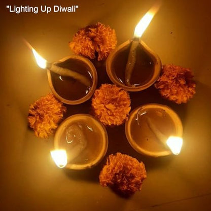 Clay Diya Diwali Diyas for Puja [33 Pcs] Diya Lamp for Pooja with Cotton Wicks - Diwali Decoration for Home - Mitti Earthern Terracotta Diya - Indian Gift Items Hashcart®