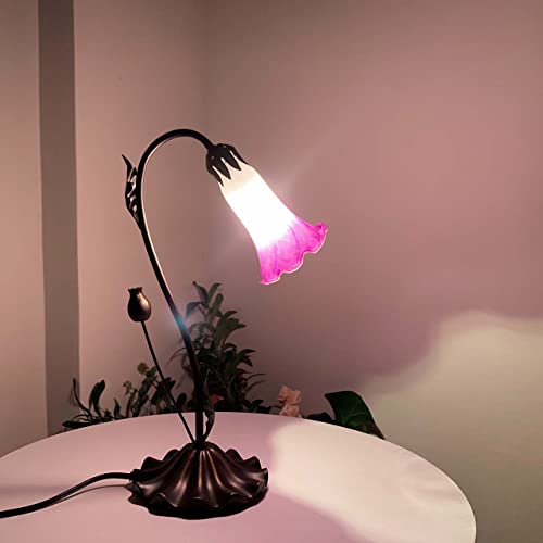 Bieye LS03 Lily Flower Blown Glass Lampshade (White Purple, Opening I.D. 1.26" x O.D. 1.5") - color: White Purple, size: Large I.D. 1.26" x O.D. 1.5"